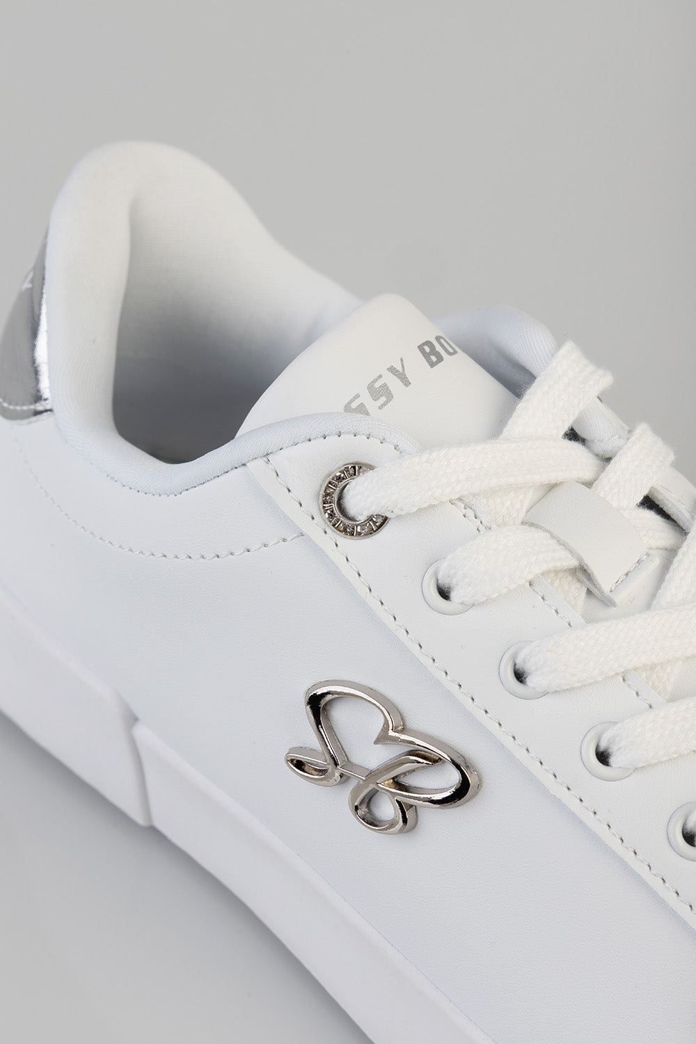 Classic Lace Up Logo Hardward Sneaker - White