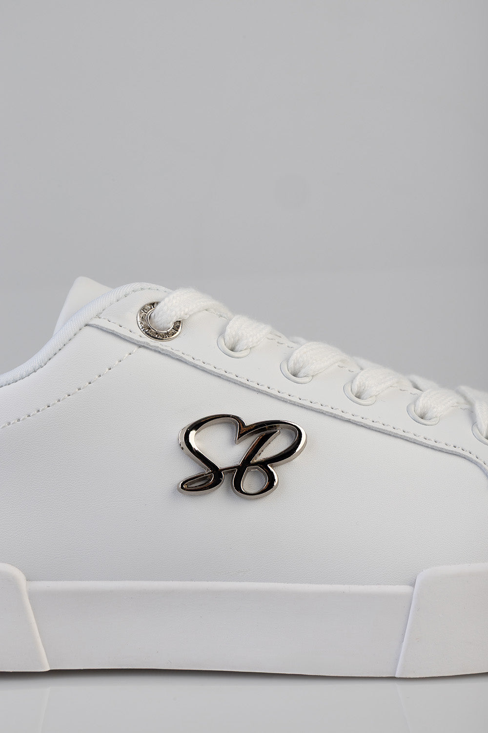 Classic Lace Up Logo Hardward Sneaker - White