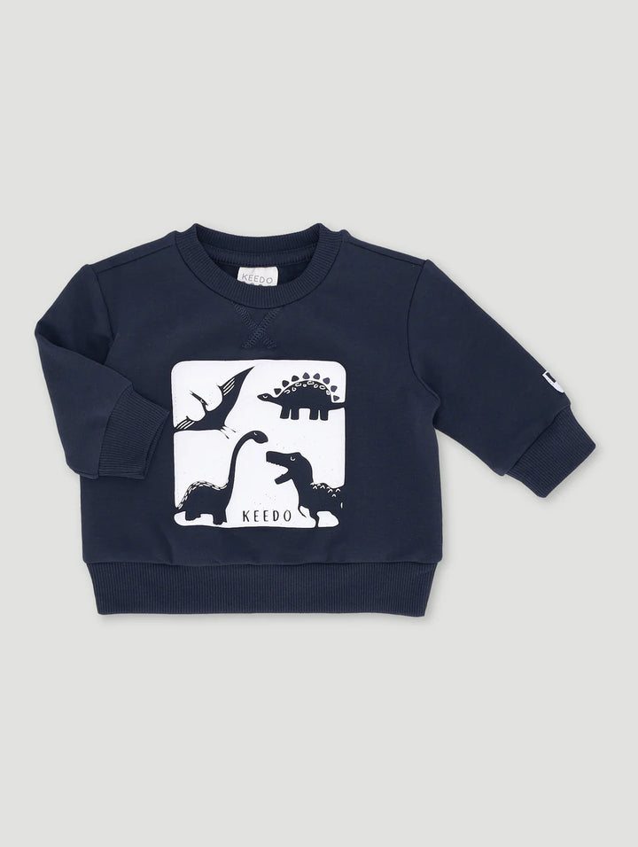Keedo Baby Boys Navy Dino Sweat Top