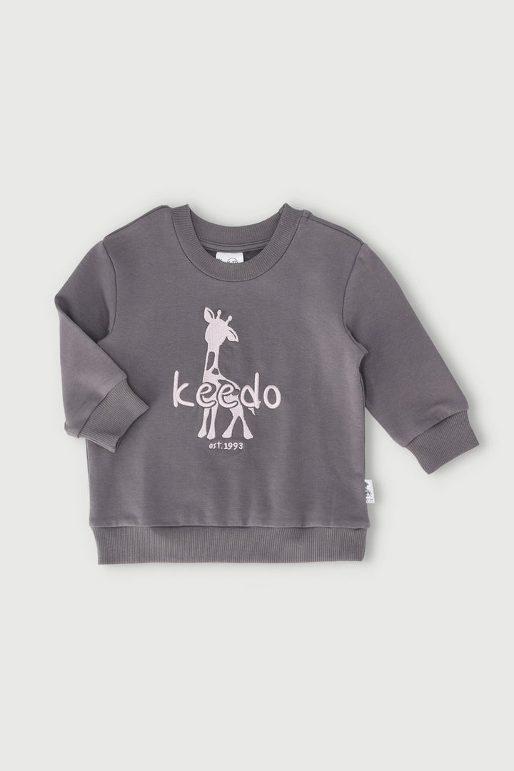 Keedo Baby Girls Butterfly Fashion Sweater - Charcoal