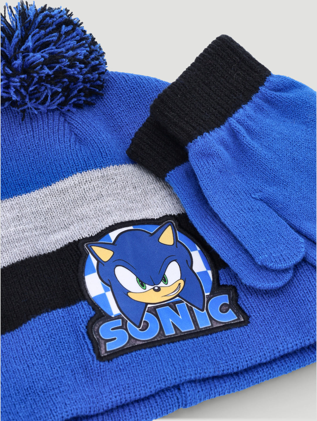 Pre-Boys Sonic Beanie And Glove Set - Black/Grey
