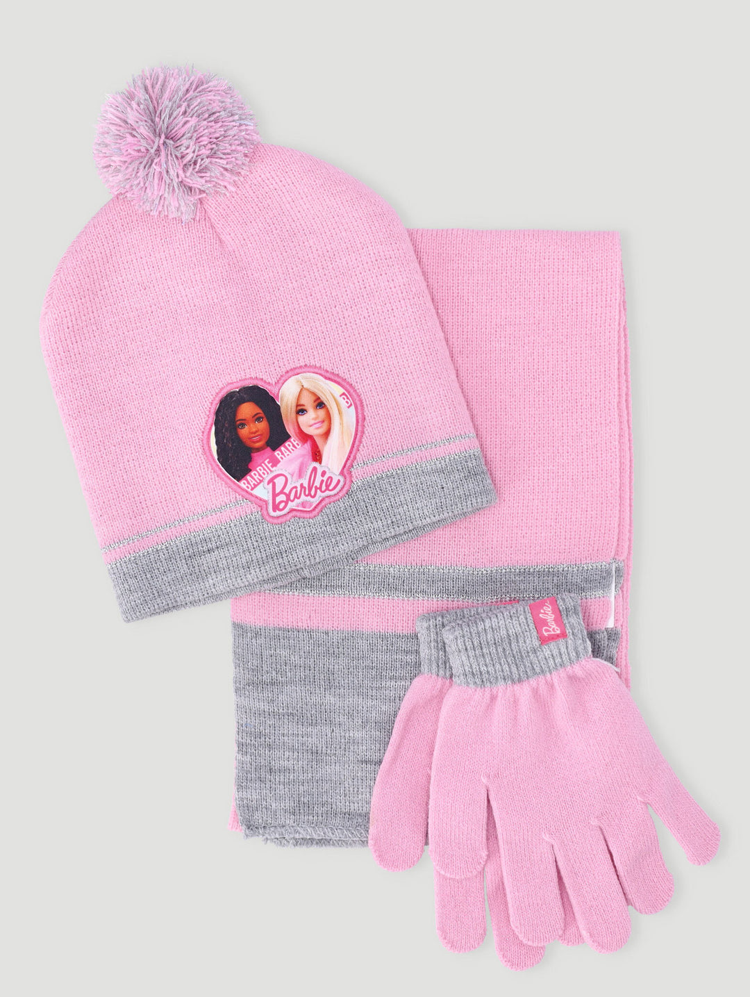 Pre-Girls Barbie 3 Pack Beanie Glove Scarf Set - Pink