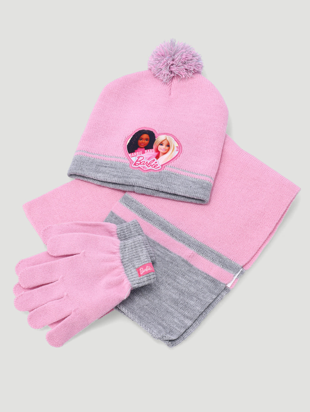 Pre-Girls Barbie 3 Pack Beanie Glove Scarf Set - Pink