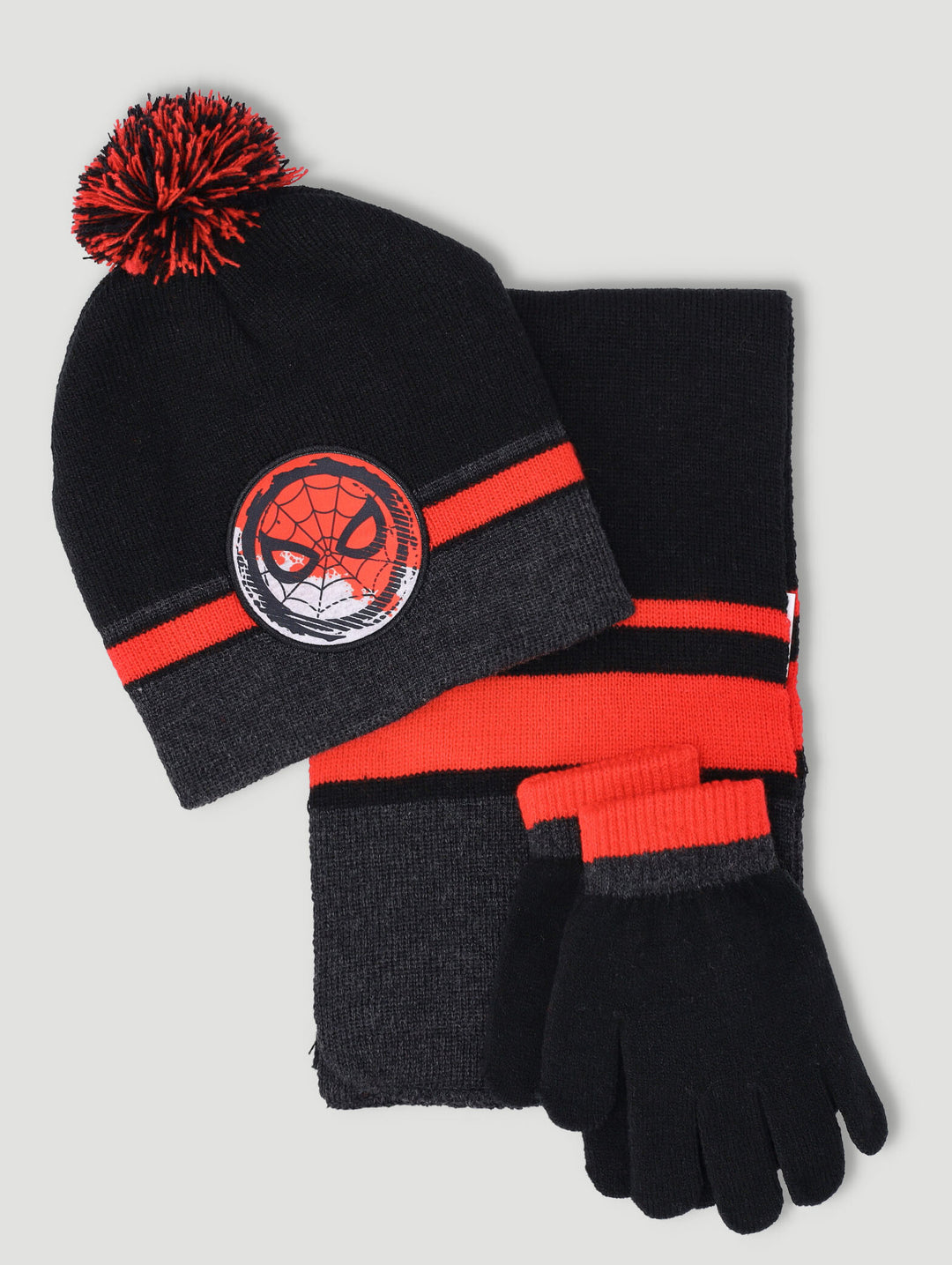 Pre-Boys Spiderman 3 Pack Beanie Glove Scarf Set - Red