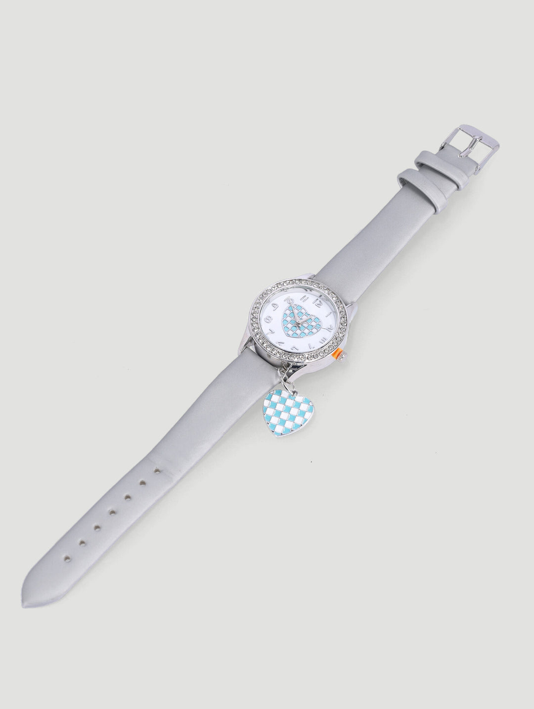 Pre-Girls Heart Analogue Charm Watch - Grey