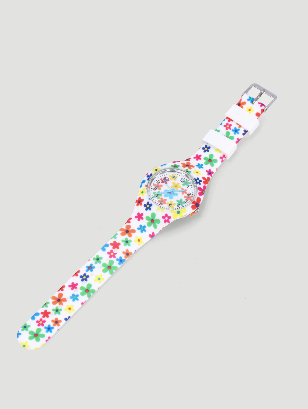 Pre-Girls Floral Analogue Printed Novelty Watch - White