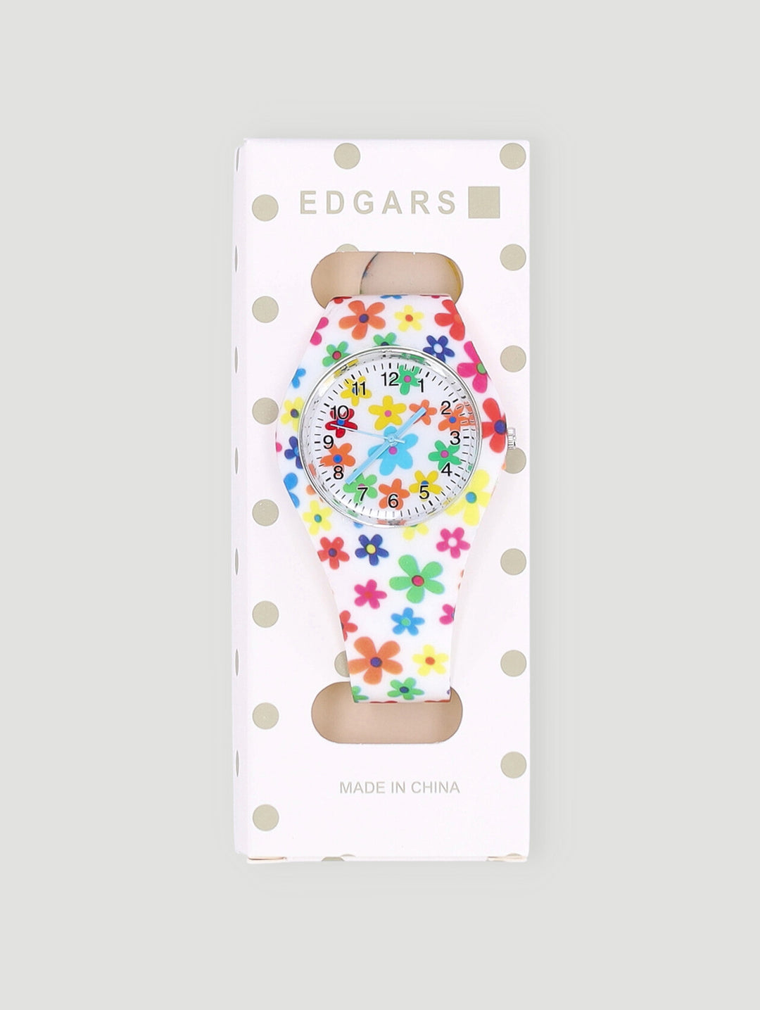 Pre-Girls Floral Analogue Printed Novelty Watch - White
