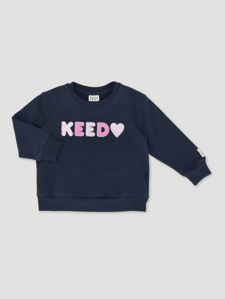 Keedo Girls Heart Embroidered Sweat Top