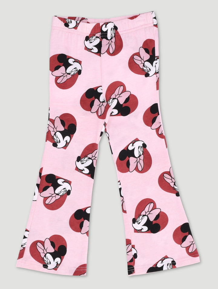 Pre-Girls Minnie Valentines Heart Print Flare Leg Pants - Pink