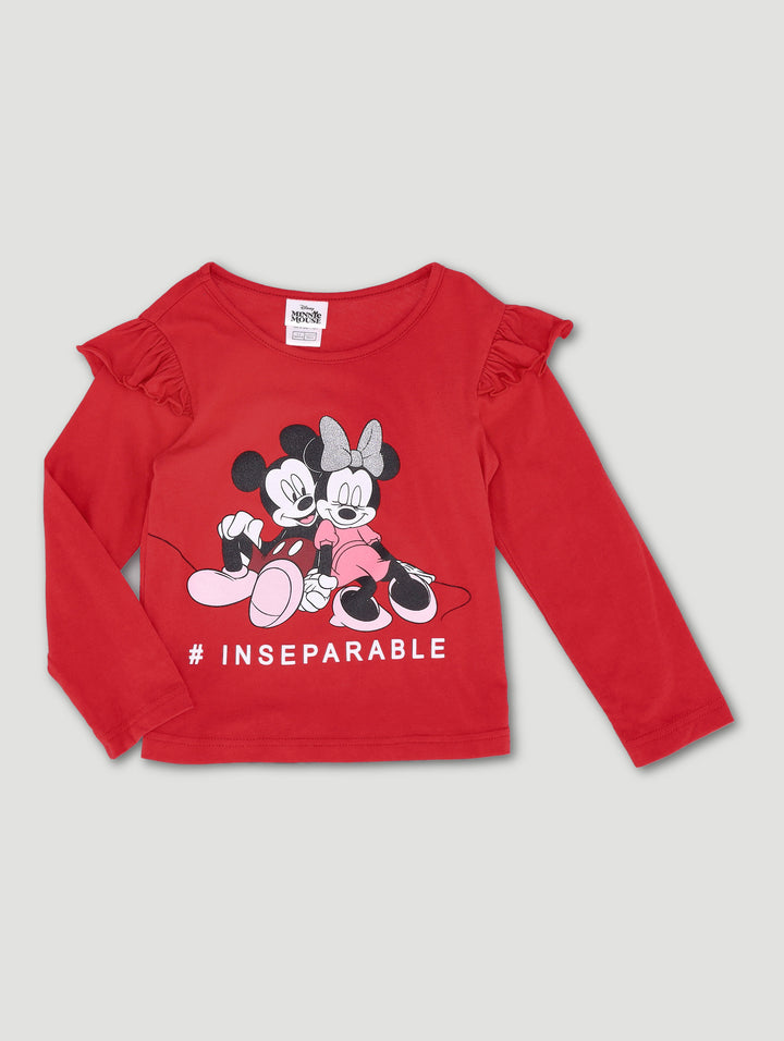 Pre-Girls Minnie Valentines Print Tee - Red
