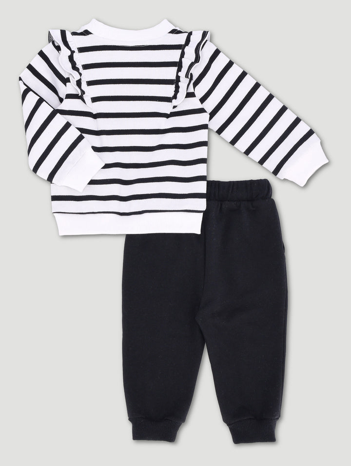 Baby Girls Heart Glitter Fleece Set - Black