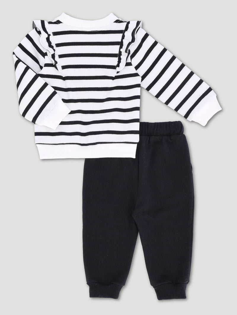 Baby Girls Heart Glitter Fleece Set - Black