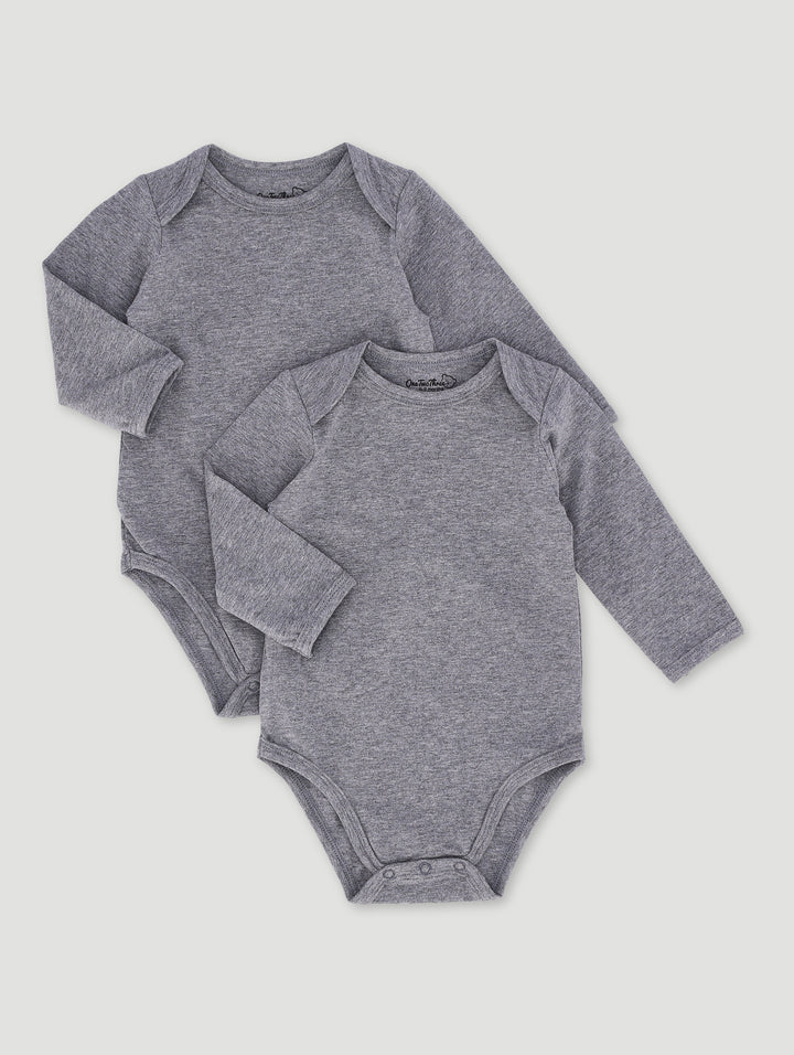 Baby Boys 2 Pack Long Sleeve Bodyvest - Charcoal Melange