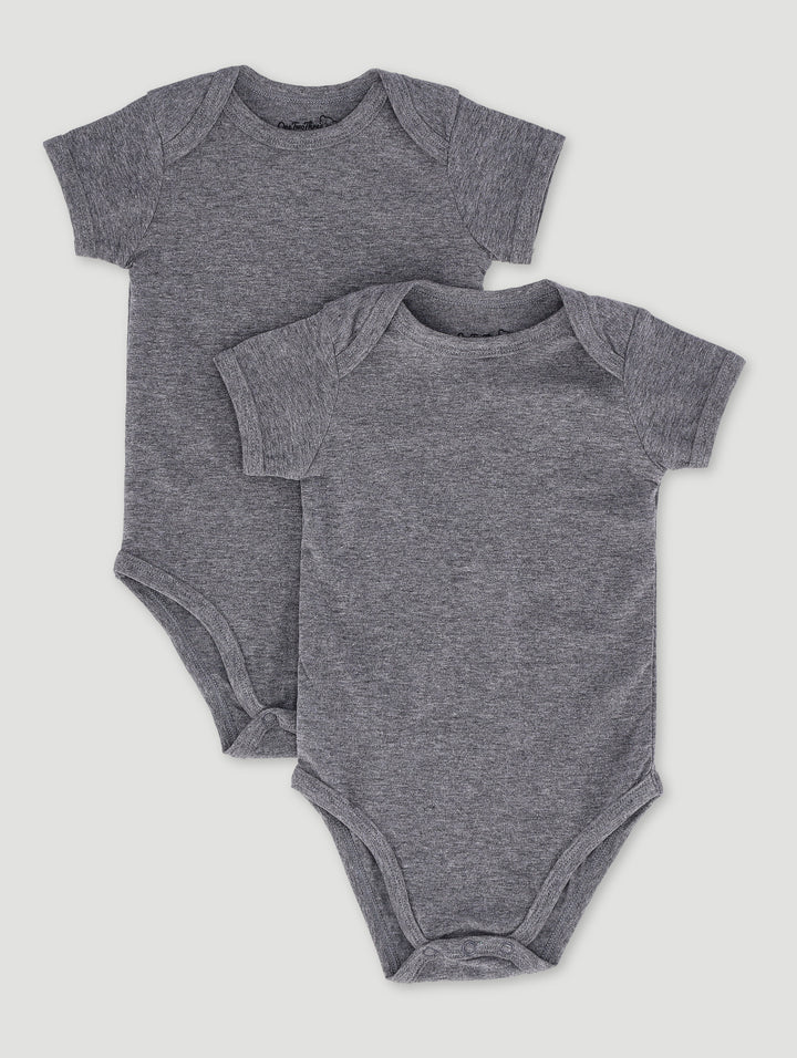 Baby Boys 2 Pack Short Sleeve Bodyvest - Grey Melange