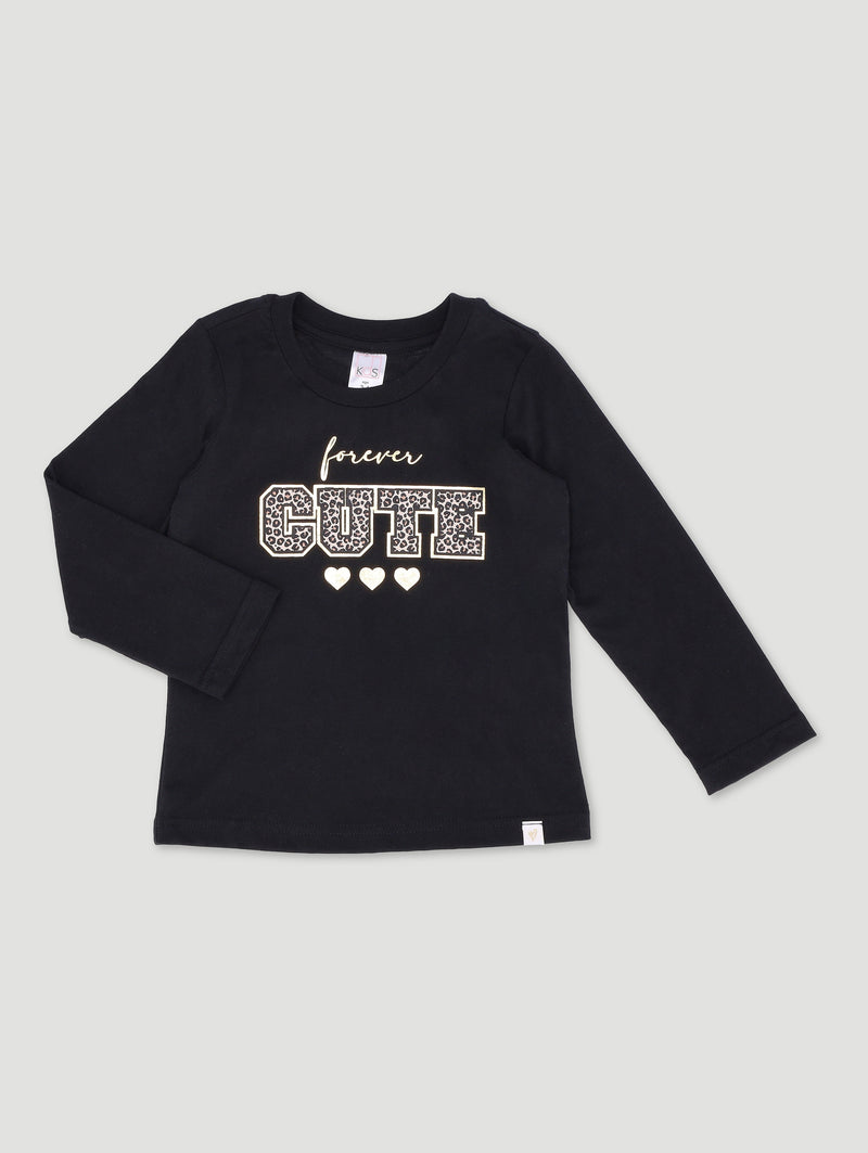 Pre-Girls Forever Cute Tee - Black