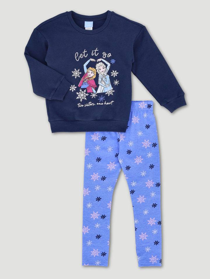 Pre-Girls Frozen Tracktop & Legging Set - Navy
