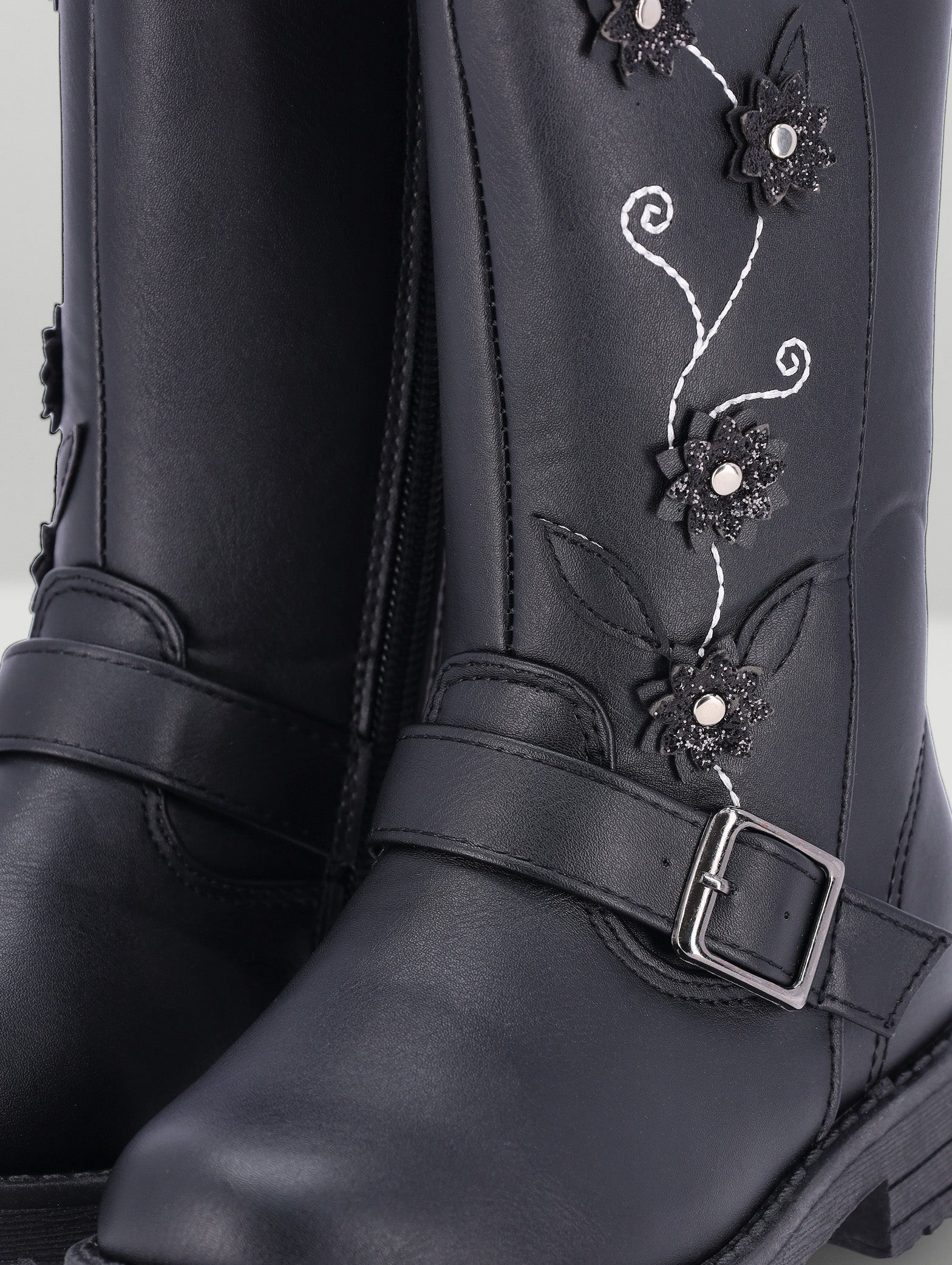Pre-Girls Pre-Girls Flower Long Boot - Black – Edgars