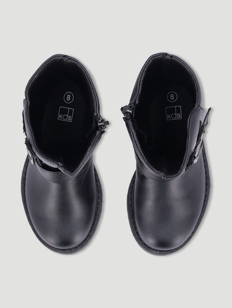 Pre-Girls Flower Long Boot - Black