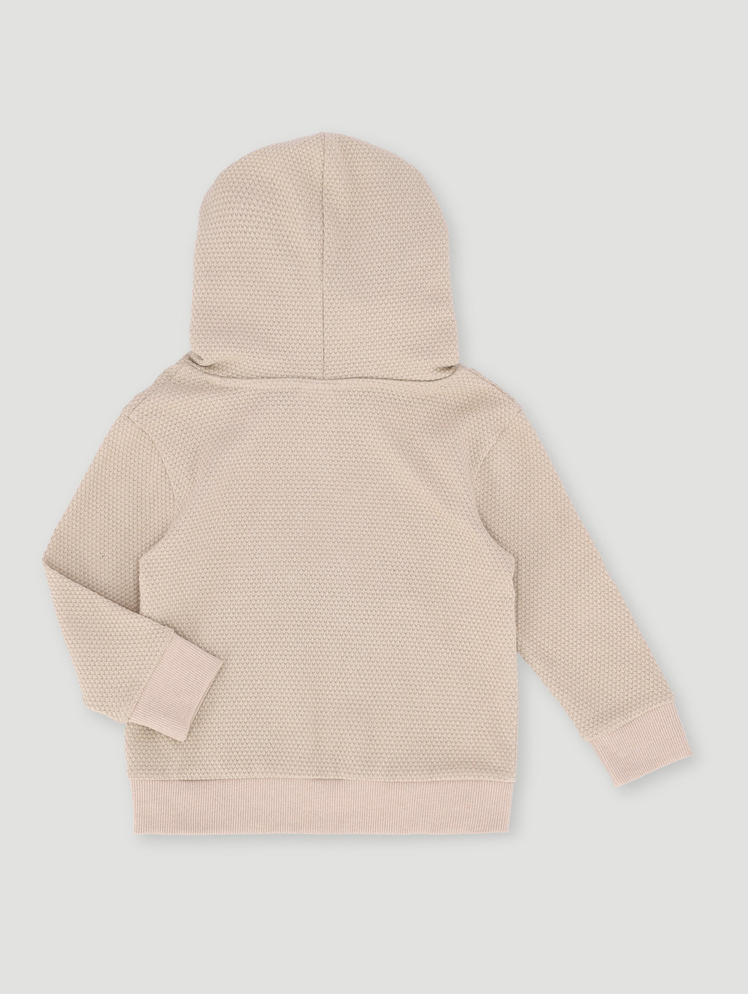 Baby Boys Textured Waffle Knit Hooded Top - Stone