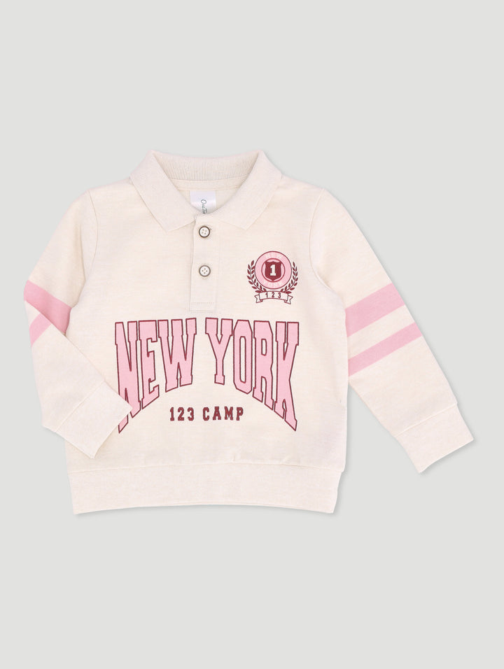 Baby Girls New York Rugby Jersey - Dusty Pink