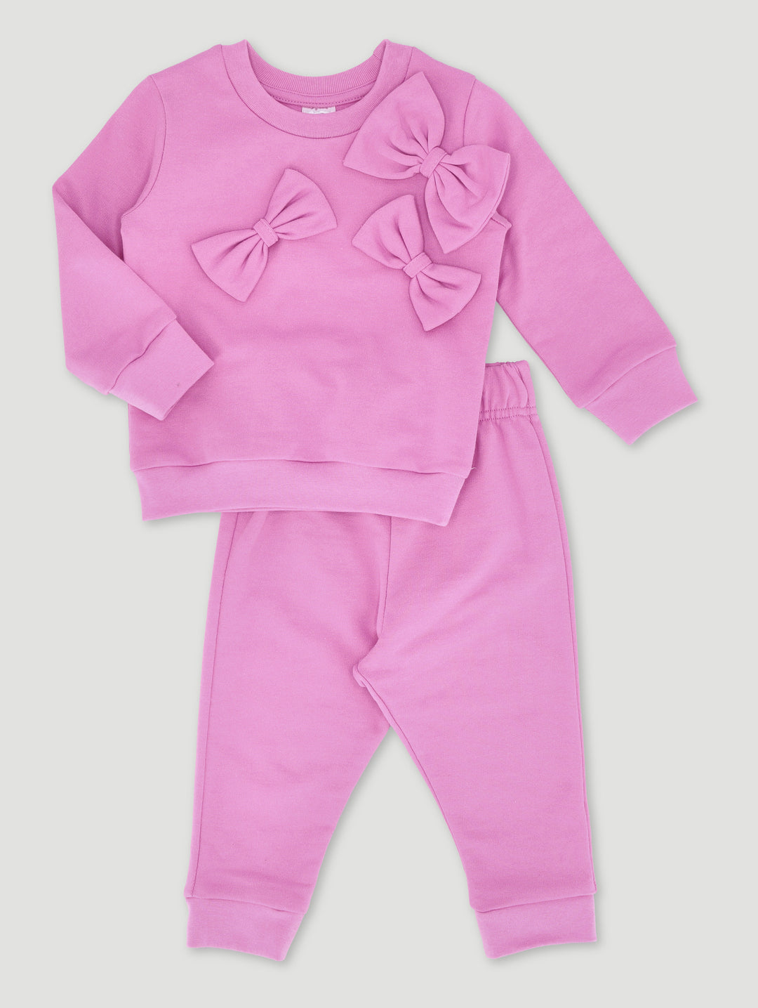 Baby Girls 3D Bow Fleece Set - Dusty Pink