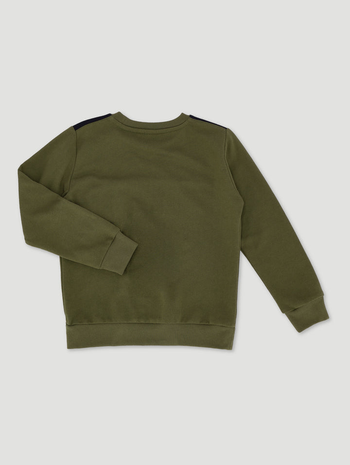 Pre-Boys Legend Colourblock Pocket Crew Top - Khaki