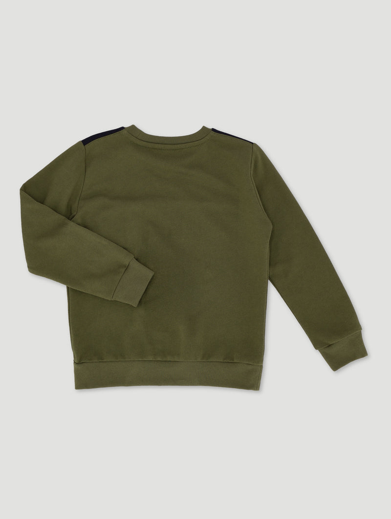 Pre-Boys Legend Colourblock Pocket Crew Top - Khaki