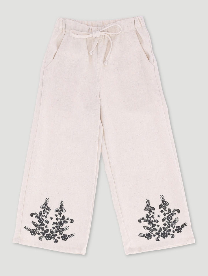 Pre-Girls Straight Leg Linen Pants - Stone