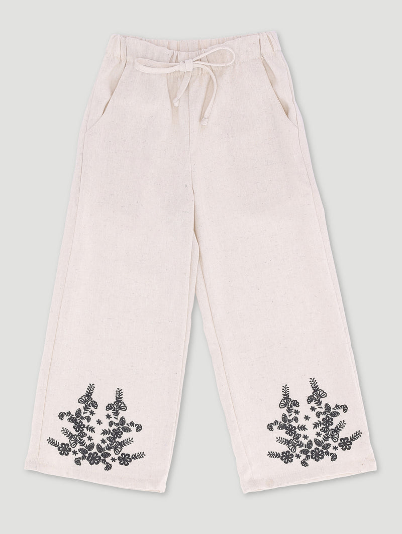 Pre-Girls Straight Leg Linen Pants - Stone