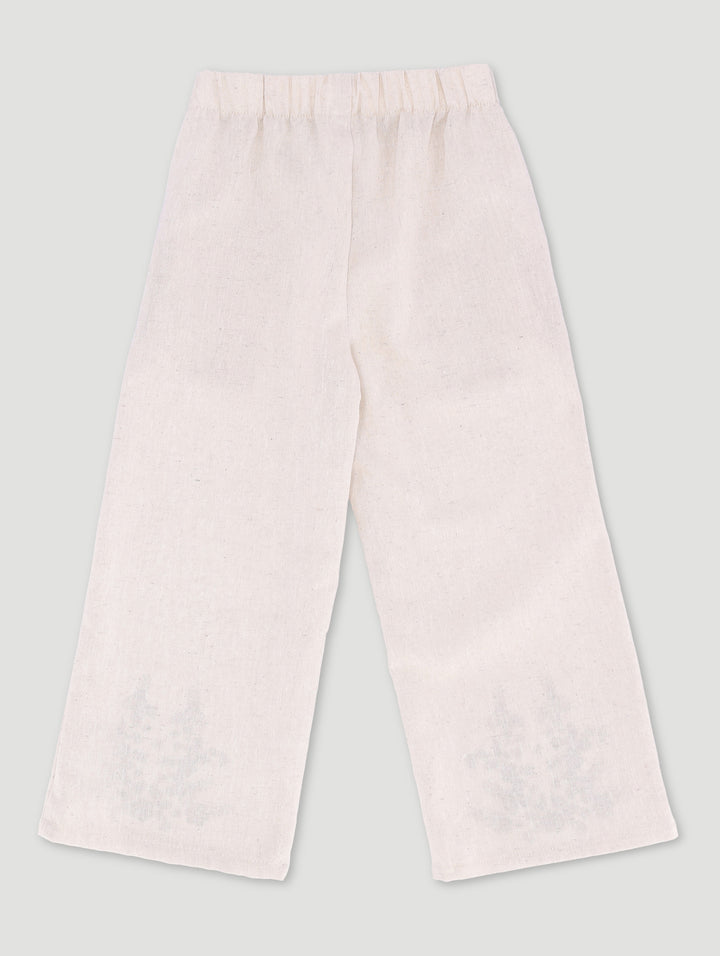 Pre-Girls Straight Leg Linen Pants - Stone