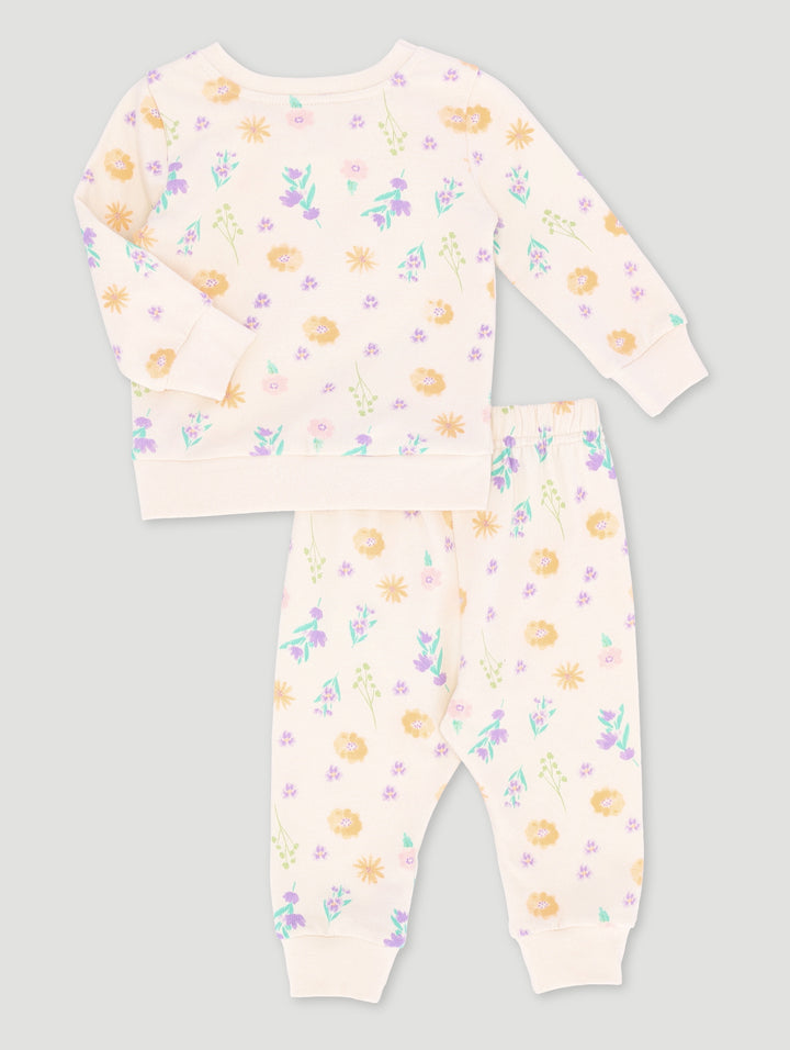 Baby Girls Dainty Flower Fleece Set - Cream