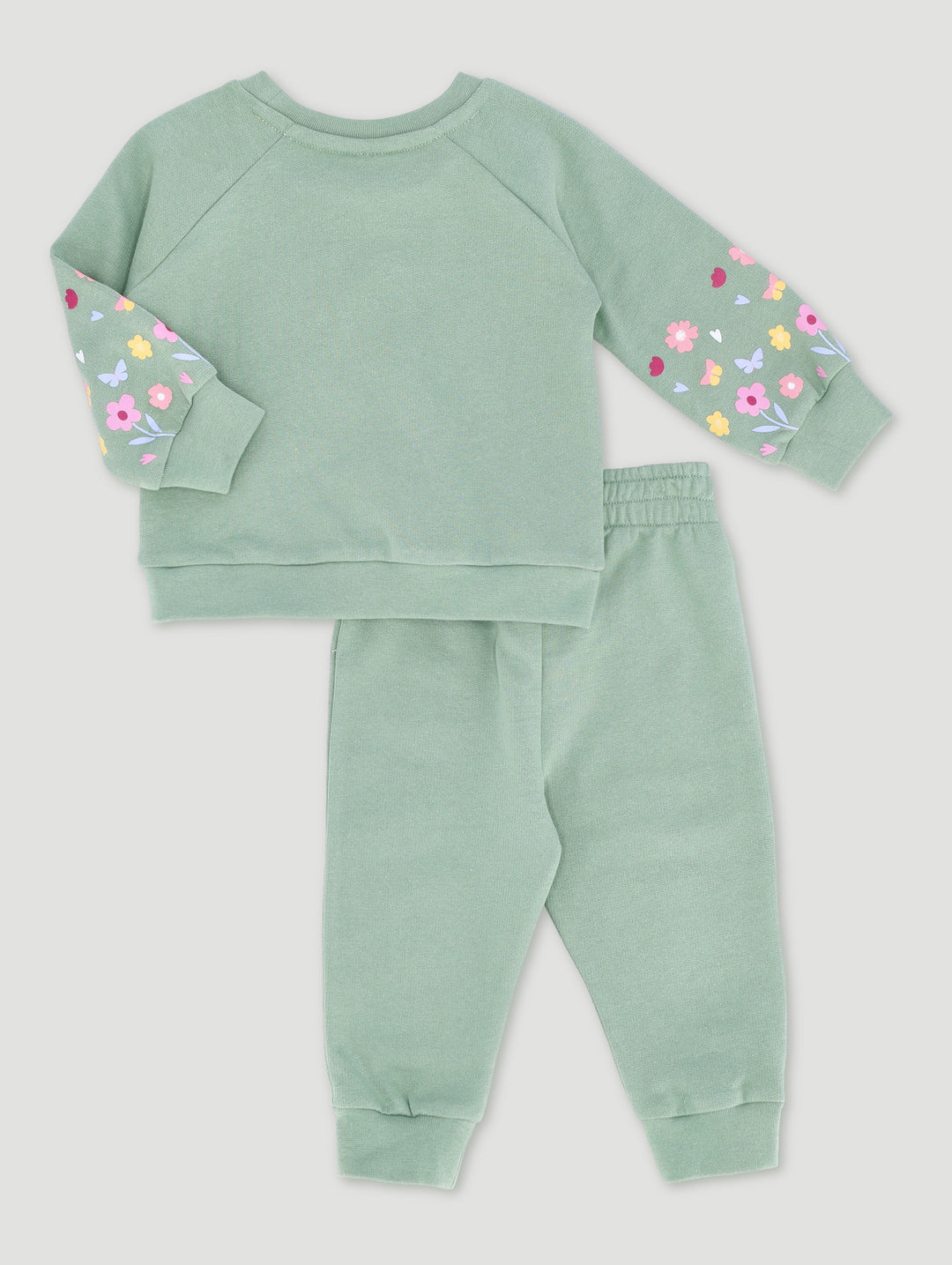 Baby Girls Floral Fleece Set - Sage