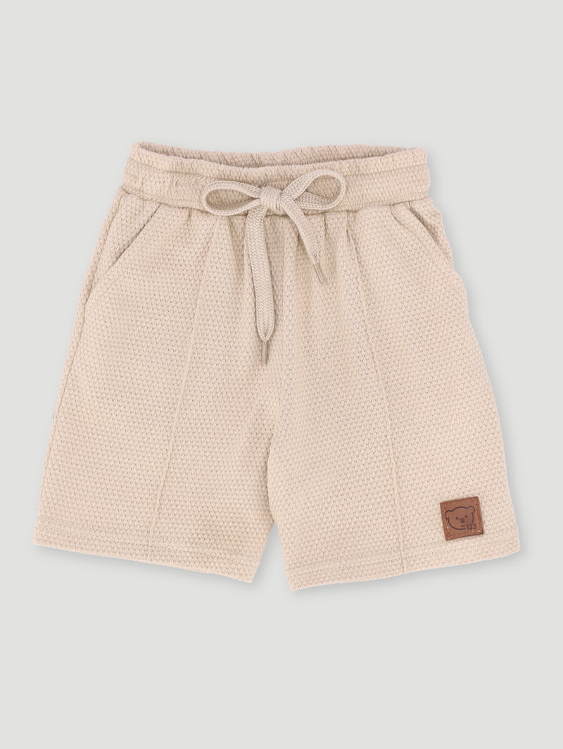 Baby Boys Textured Waffle Knit Short - Stone