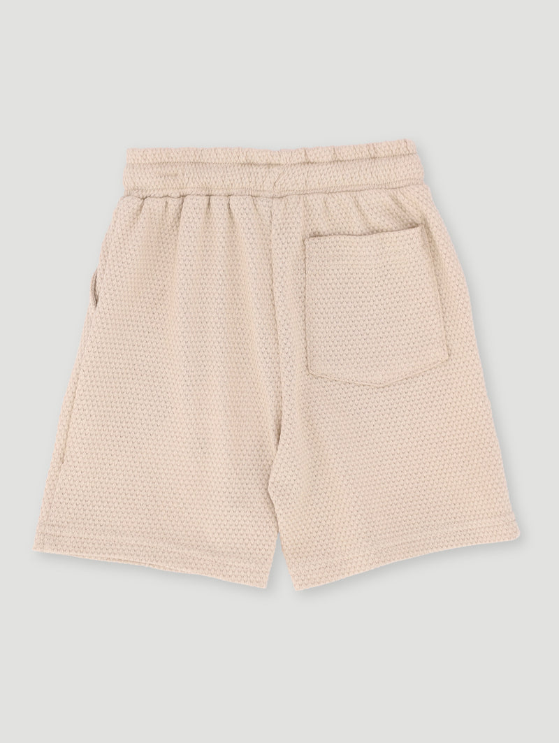 Baby Boys Textured Waffle Knit Short - Stone