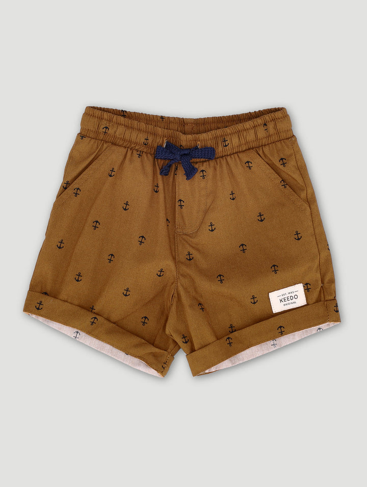 Keedo Baby Boys Yacht Print Short - Rust