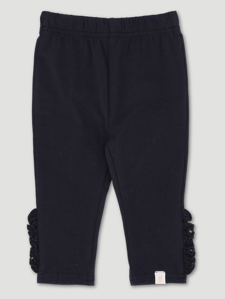Baby Girls Single Frill Legging - Black