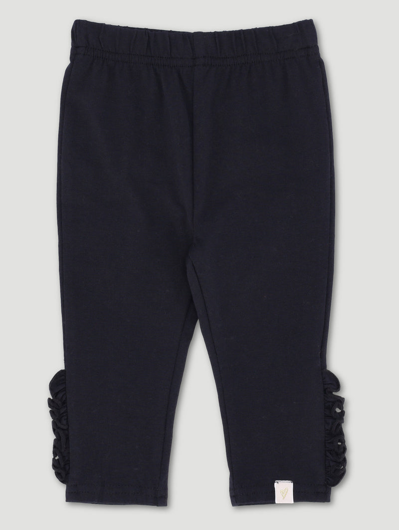 Baby Girls Single Frill Legging - Black