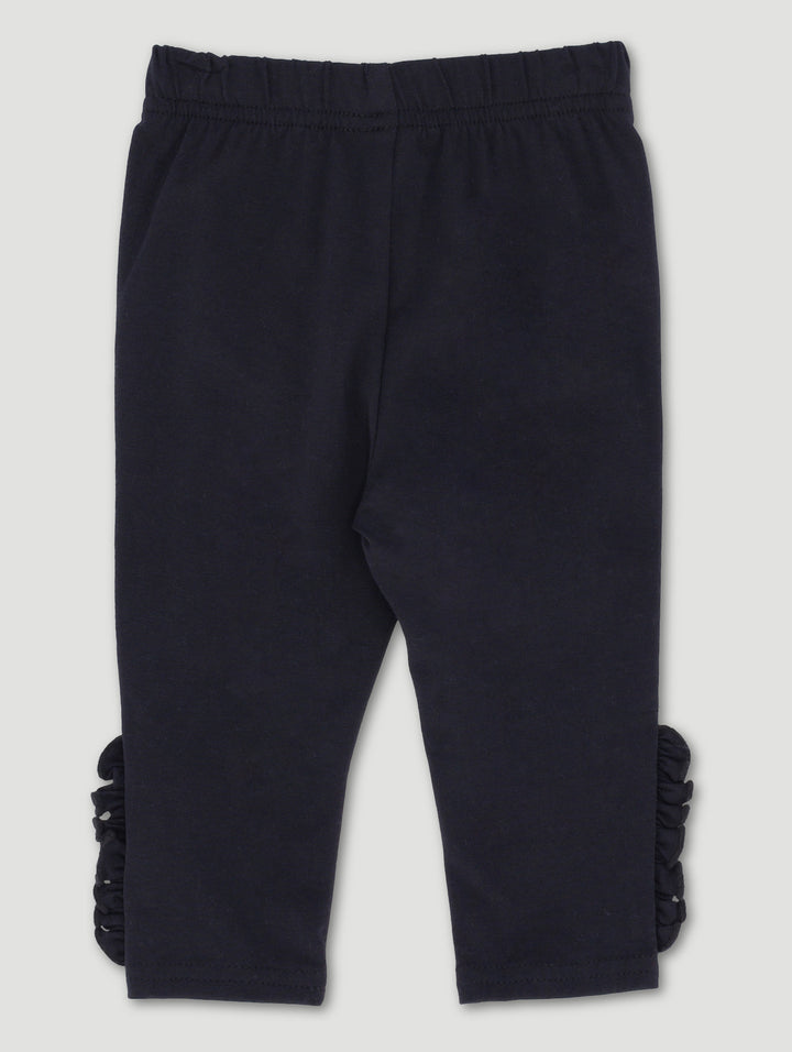 Baby Girls Single Frill Legging - Black