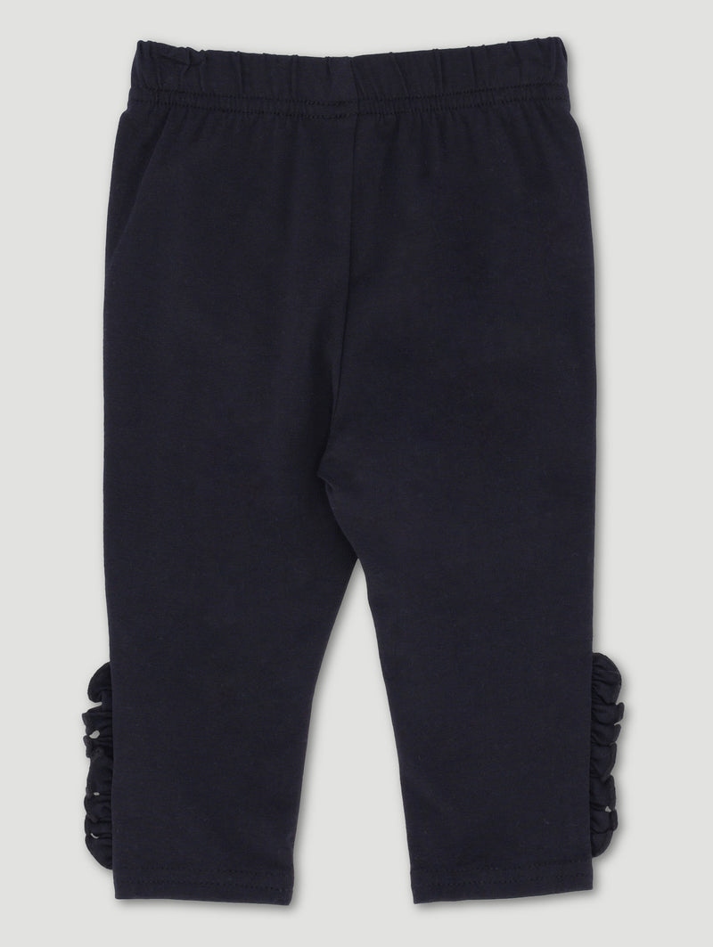 Baby Girls Single Frill Legging - Black