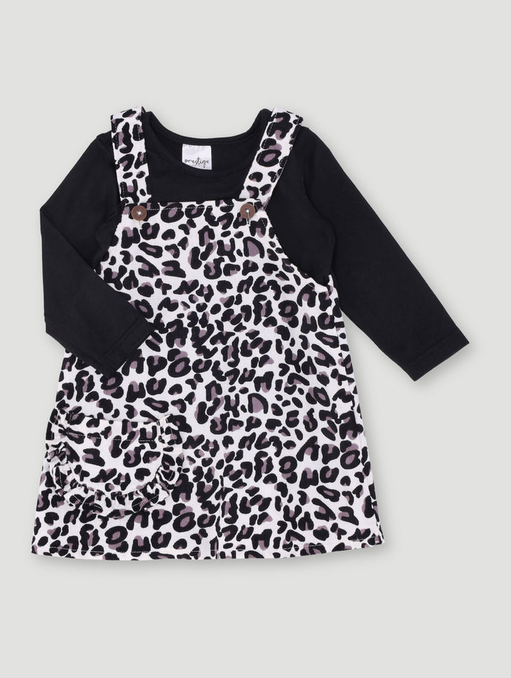 Baby Girls Animal Print Pinnie Corduroy Dress