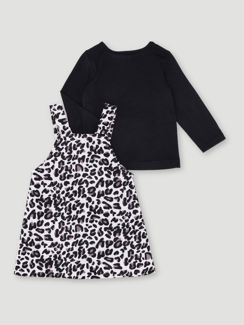 Baby Girls Animal Print Pinnie Corduroy Dress
