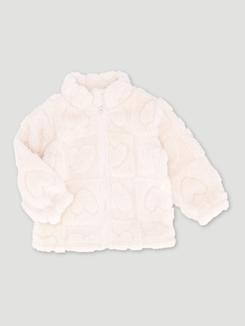 Baby Girls Embossed Hearts Jacket - Cream