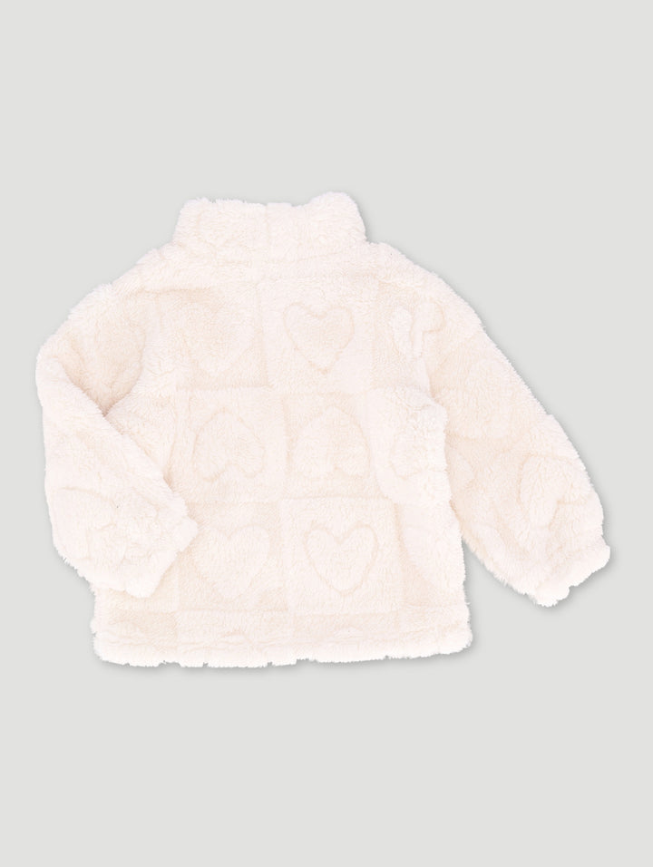 Baby Girls Embossed Hearts Jacket - Cream
