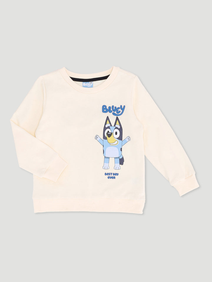 Pre-Boys Long Sleeve Bluey Crew Top - White