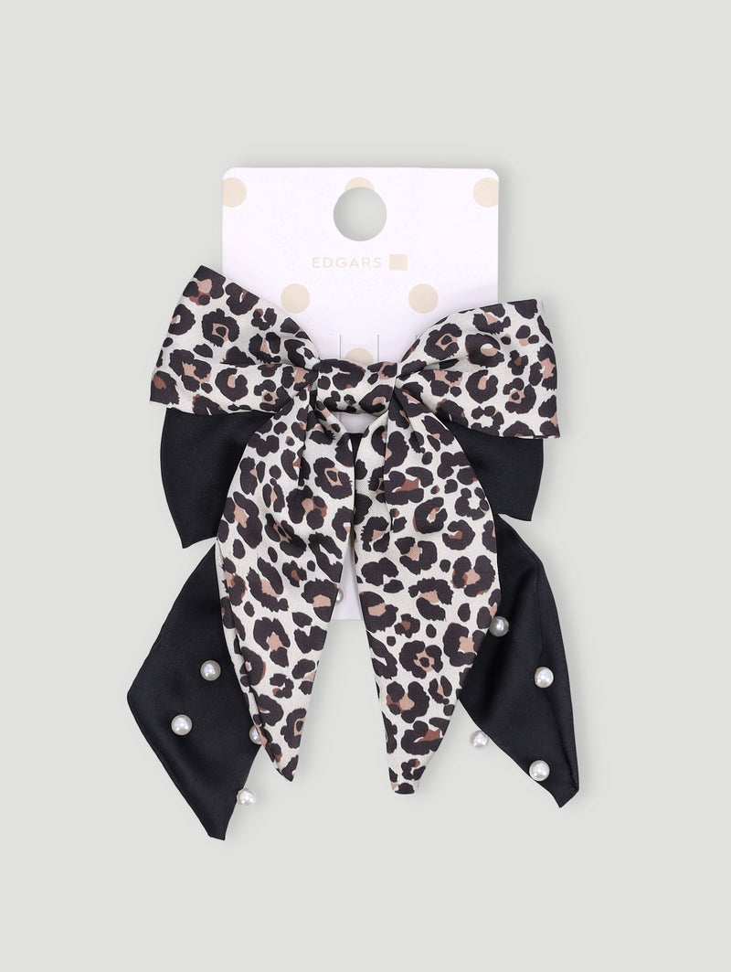 Pre-Girls 2 Pack Leopard Print & Black Bow Set - Multi