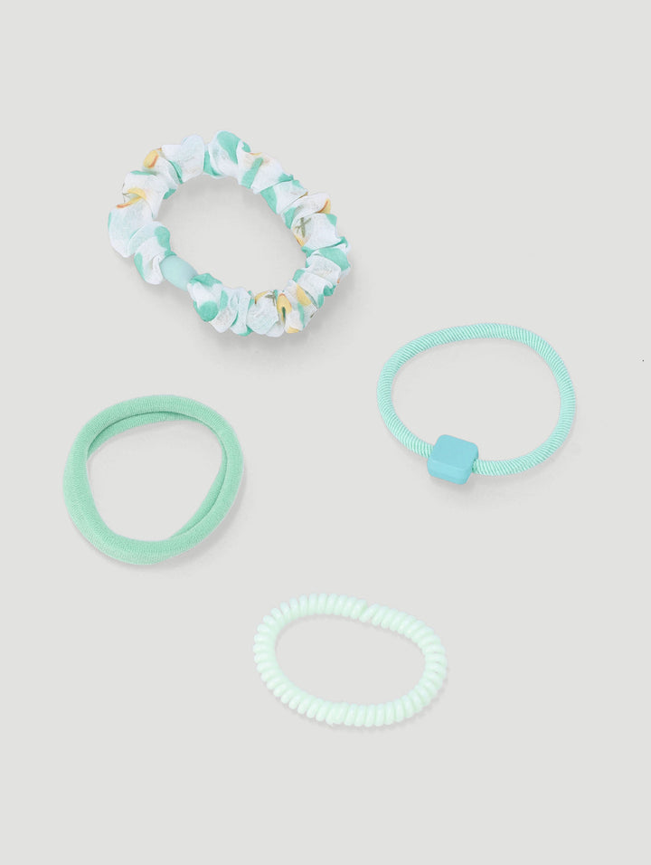Pre-Girls Mixed Elastic And Scrunchie Pack - Green