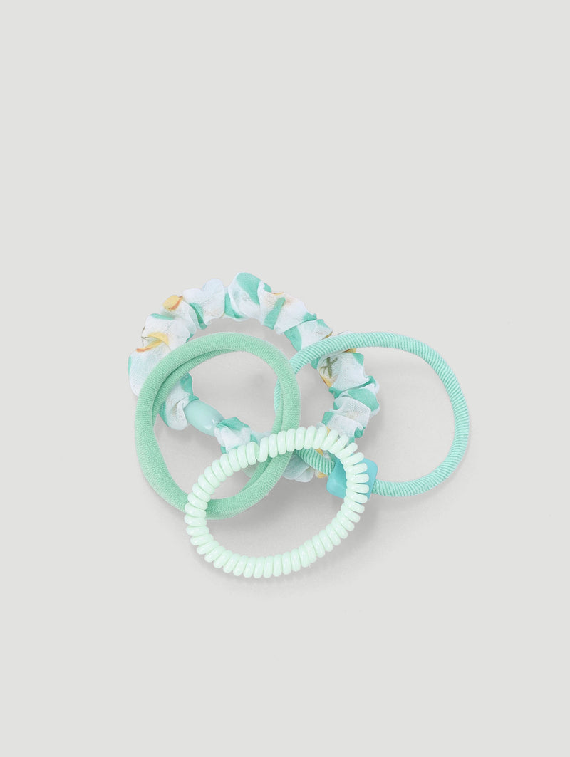 Pre-Girls Mixed Elastic And Scrunchie Pack - Green
