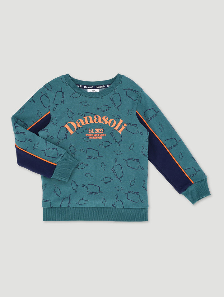 Pre-Boys Danasoli Colourblock Crew Top - Teal/Navy