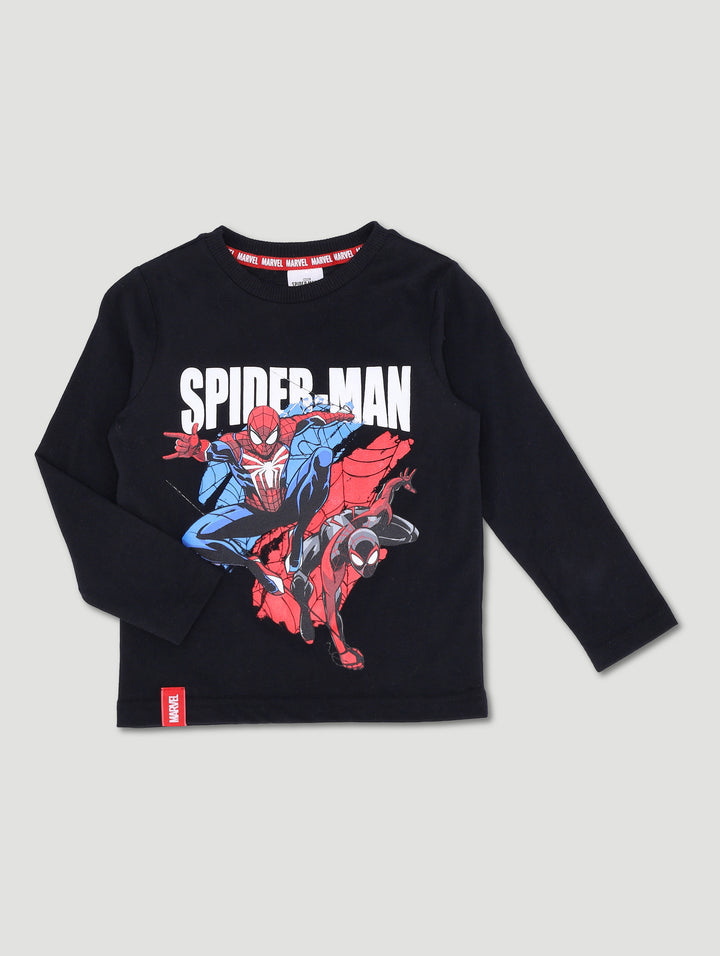 Pre-Boys Long Sleeve Spiderman Tee - Black