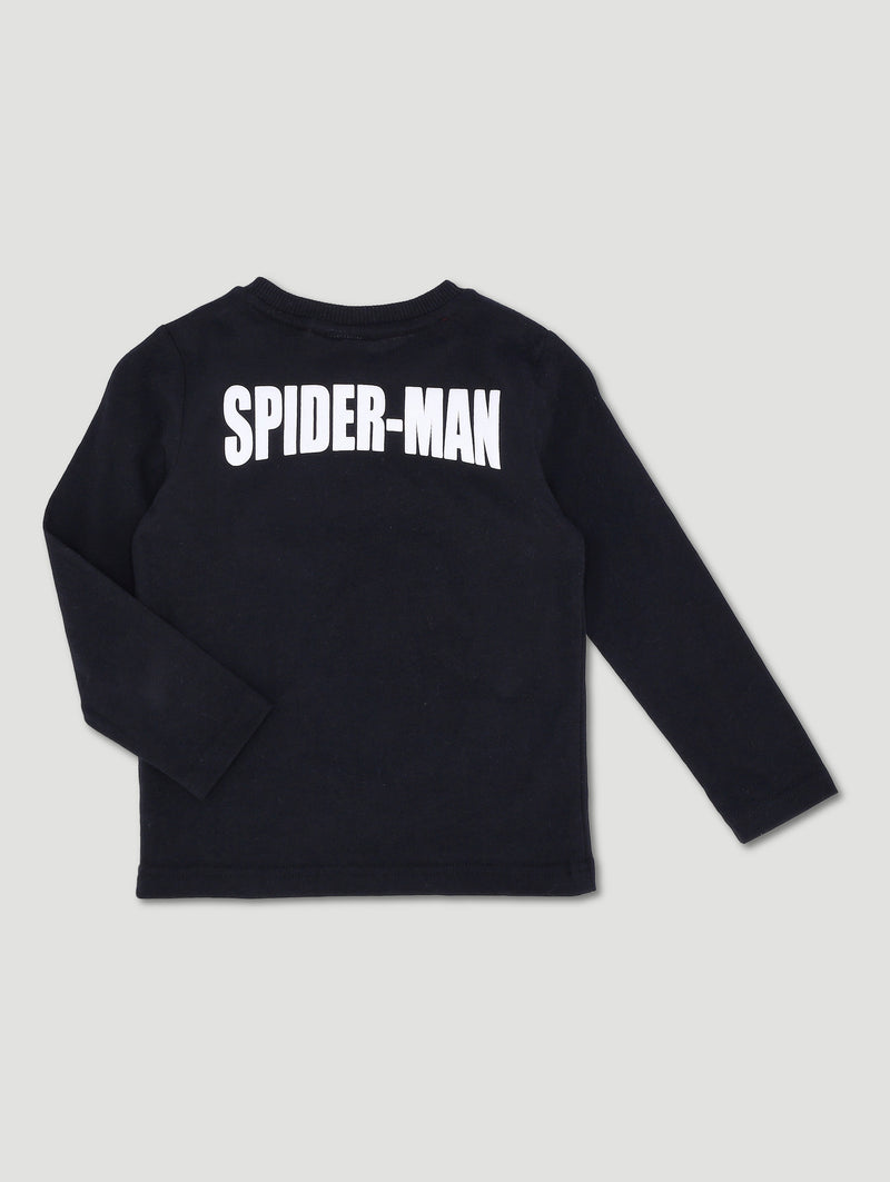Pre-Boys Long Sleeve Spiderman Tee - Black